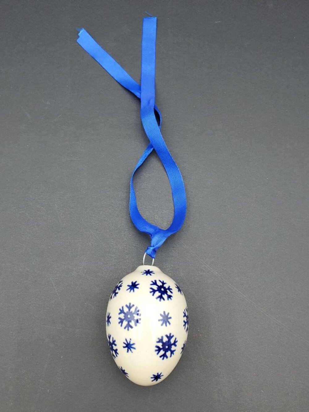 Polish Pottery Snow Flurry Egg Ornament Egg Shaped Snowflake Ornament